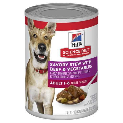 Hills Science Diet Adult Savory Stew Beef & Vegetables Canned Dog Food, 363g, Per Can, Gippsland Veterinary Group
